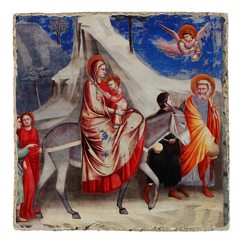 Huida a Egipto Giotto 9x9 cm Bottega Tifernate essential 1