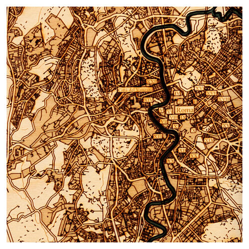 Wooden relief map of Rome, Jubilee 2025 limited edition, 14x14 in 2