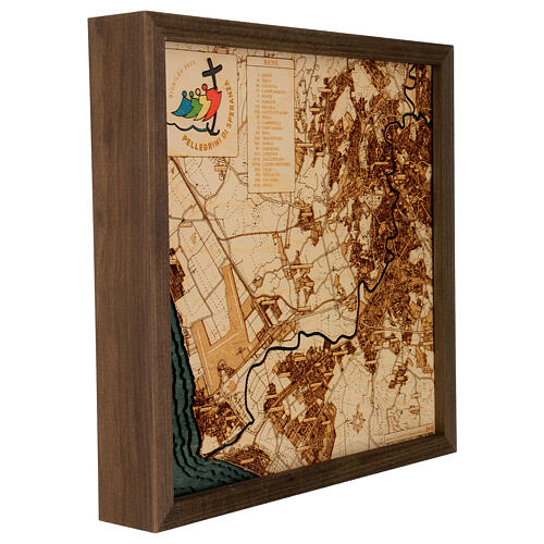 Mapa madera relieve Roma Jubileo 35x35 cm ed limitada 7