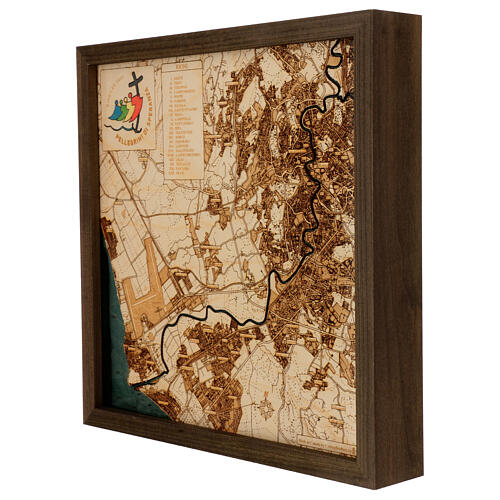 Carte de Rome en relief en bois Jubilé 2025 35x35 cm édition limitée 3