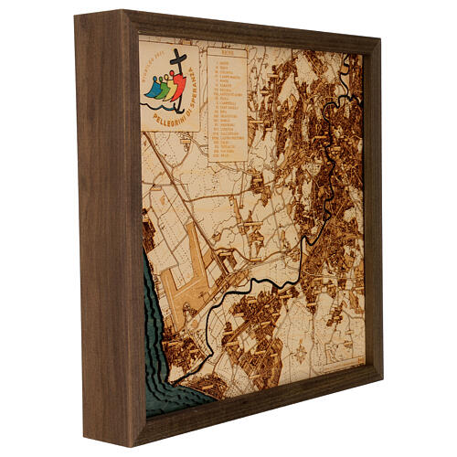 Carte de Rome en relief en bois Jubilé 2025 35x35 cm édition limitée 5