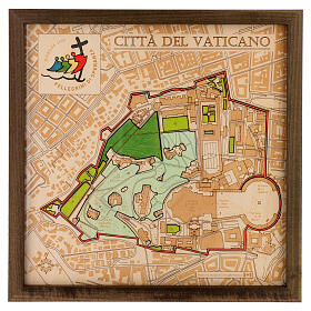 Wooden relief map of the Vatican, limited edition with Jubilee logo, 14x14 in