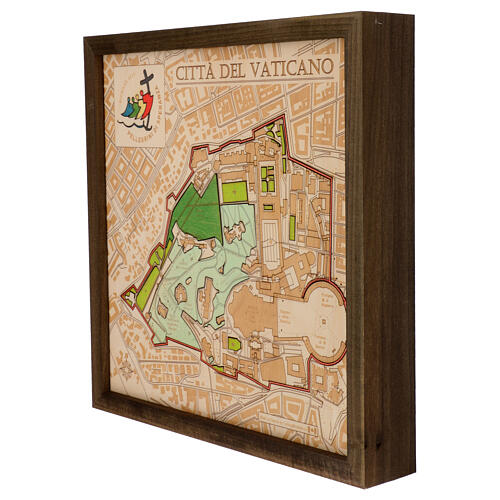 Wooden relief map of the Vatican, limited edition with Jubilee logo, 14x14 in 4