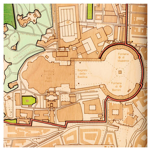 Wooden relief map of the Vatican, limited edition with Jubilee logo, 14x14 in 5