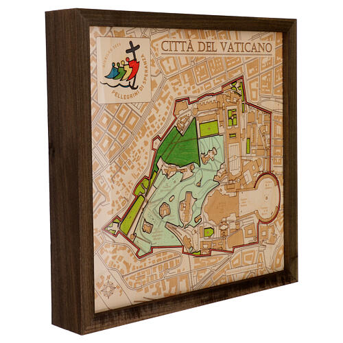 Wooden relief map of the Vatican, limited edition with Jubilee logo, 14x14 in 7