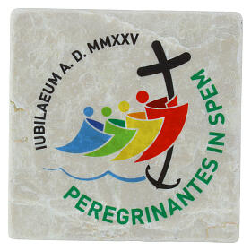 Marble picture with Jubilee 2025 logo, Peregrinantes in Spem, 4x4 in, Editrice Bella Immagine