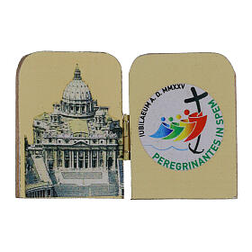 Diptych of St. Peter Jubilee logo in wood, 4x3