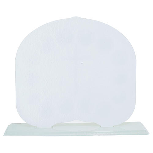 White glass Way of the Cross sculpture with golden cross, 10x3x8 in 7