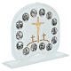 White glass Way of the Cross sculpture with golden cross, 10x3x8 in s5