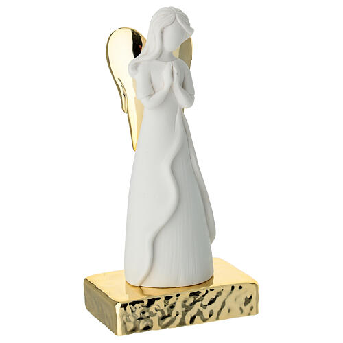 Anjo em oração base dourada 7x5x15 cm 3