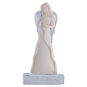 Sculpture Ange cœur base et ailes argentées 7x4,5x15 cm