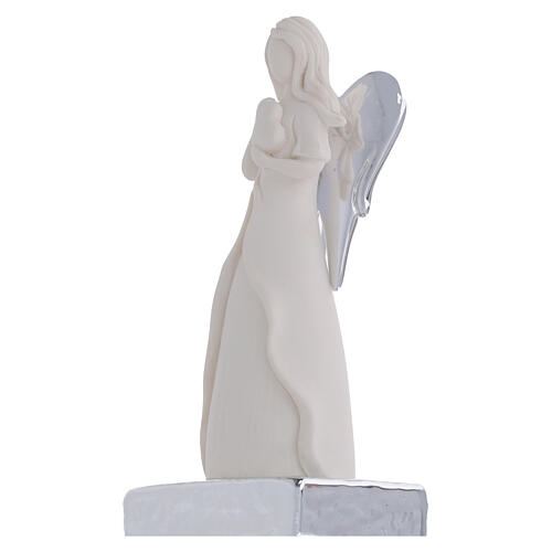 Scultura Angelo cuore base e ali argentate 7x5x15 cm 3