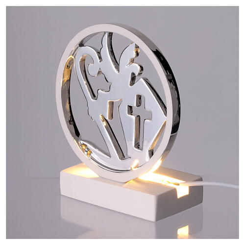 Lámpara Confirmación plateada LED 13x9 cm 3