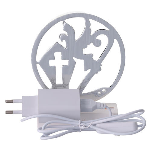 Lampa symbole Bierzmowania srebrna z LED, 13x9 cm 5