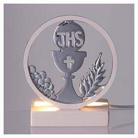 Lampa Pierwsza Komunia srebrna, LED, 13x9 cm