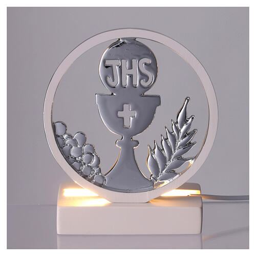 Lampa Pierwsza Komunia srebrna, LED, 13x9 cm 2