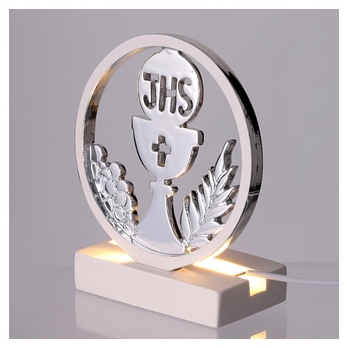 Lâmpada Primeira Comunhão prateada LED 13x9 cm 3