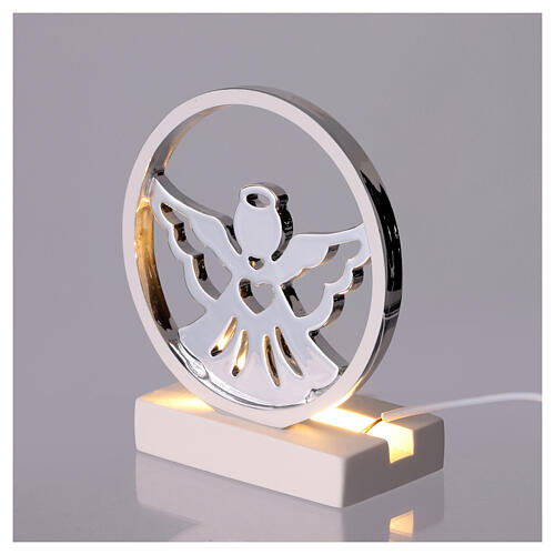 Lâmpada Anjo prateada LED 13x9 cm 3