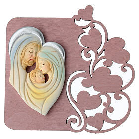 Pink Sacred Family Wooden Wall Art 9 cm