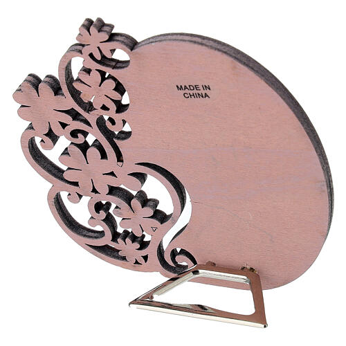 Quadro cálice, hóstia JHS, espigas e uvas em madeira cor-de-rosa 9 cm 3