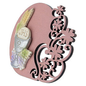Chalice picture, JHS host, wheat and grape wood in pink 9 cm