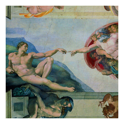 Creation of Adam by Michelangelo, Bottega Tifernate, 3.5x5 in, essential finish 2