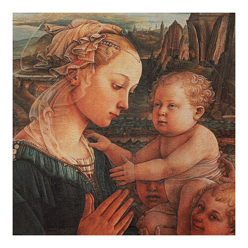 Madona com Menino e dois anjos de Lippi impressão em tela de linho 35x50 cm 2