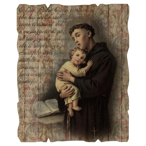 Vintage wooden picture of St. Anthony, 15x10 cm 1