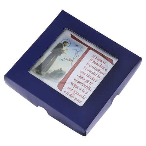 Azulejo 10x10 cm São Francisco de Assis com cruz Tau 2