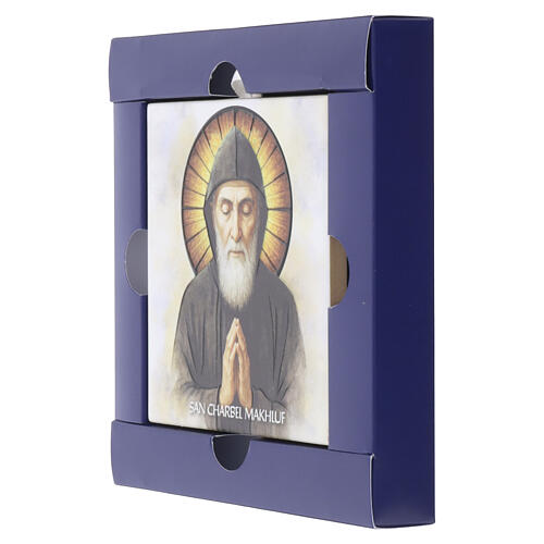 Catholic Ceramic tile with Saint Charbel Makhluf, 10x10 cm 2