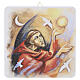 Saint Francis picture with doves in poplar wood 20x20 cm s1
