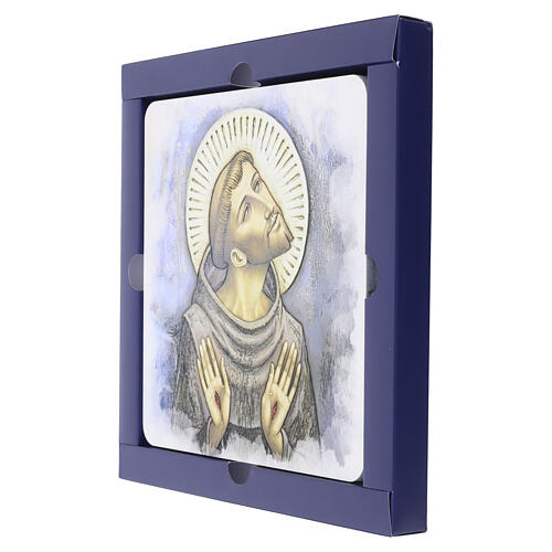 Wooden Picture of Saint Francis 20x20 cm 2
