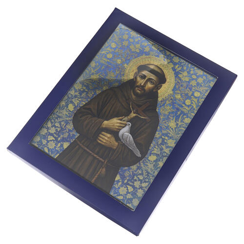 Tableau en chêne représentant Saint François d'Assise 25x18 cm 2