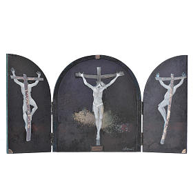 Quadri, stampe, codici miniati: Tabula fenestrata Crocifissione artista Mario Eremita Quadri, stampe, codici miniati: Tabula fenestrata Crocifissione artista Mario Eremita