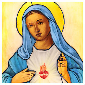 Icona illuminata vetro colorato Cuore Immacolato di Maria 45x35 cm