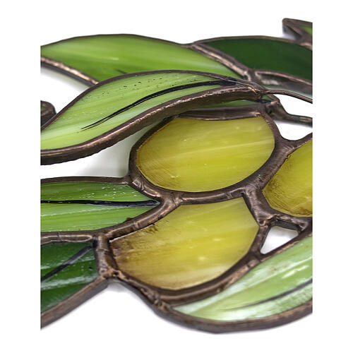 Glasbild Olivenzweig – Buntglas 3