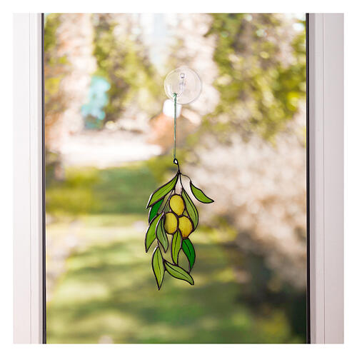 Colored Glass Olive Branch Ornament 2