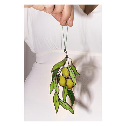 Colored Glass Olive Branch Ornament 6