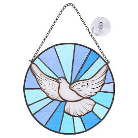 Glasbild Heiliger Geist, weiße Taube – Buntglas