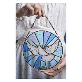 Colombe blanche Saint-Esprit en verre coloré