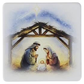 Quadretto Sacra Famiglia legno 10x10 cm con scatola