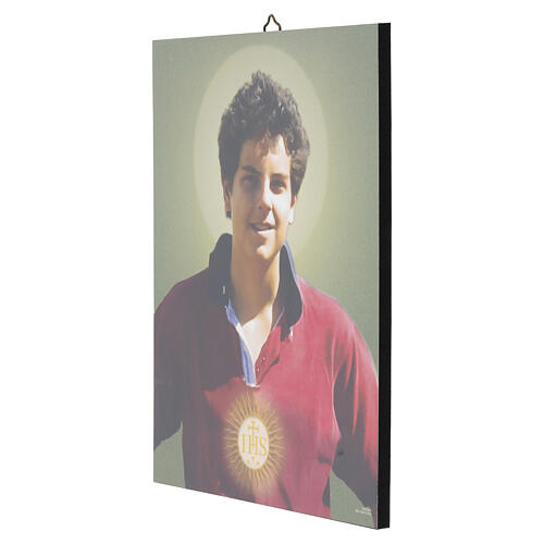 Wandbild Heiliger Carlo Acutis mit glänzender Oberfläche – 25 × 20 cm 2