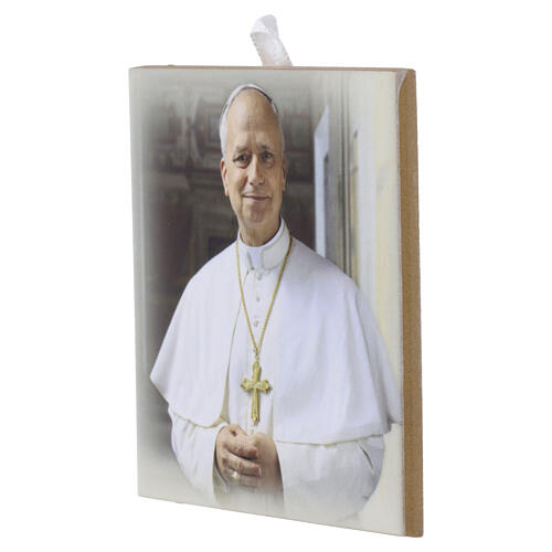 Pope Leo XIV tile in white cassock, 10 x 10 cm 2