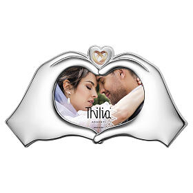 Cornice Thilia 15x30cm mani a cuore con simbolo intrecciato dorato