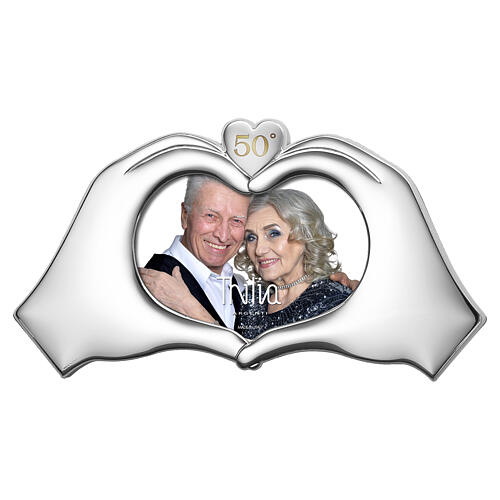 Porta-retrato Thilia 15x30 cm mãos formando coração presente 50º aniversário 1