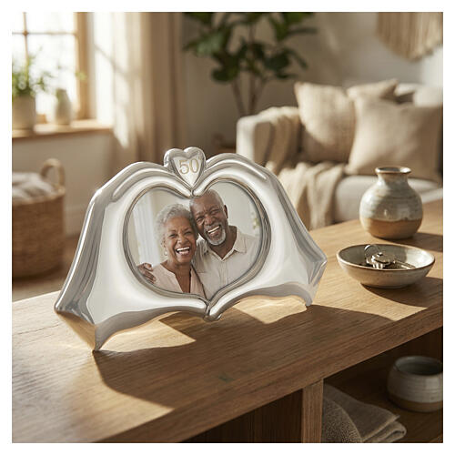 Thilia photo frame 15x30 cm hands forming heart 50th anniversary gift 2