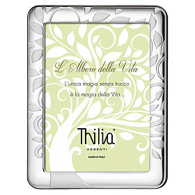 Thilia photo frame with Tree of Life engraving, silver finish, 11x9 in