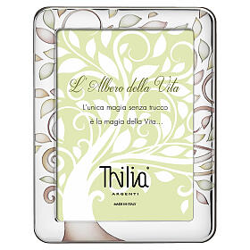 Cornice Thilia 15x10cm verticale con Albero della Vita e foglie sfumate