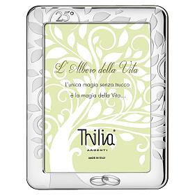 Portarretrato Thilia 15x10 cm hojas satinadas grabado 25 con anillos