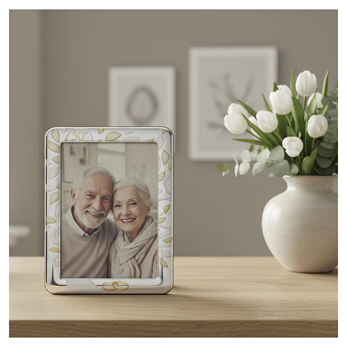 Thilia 15x10 cm photo frame, 50th anniversary, Tree of Life with gold wedding rings 2